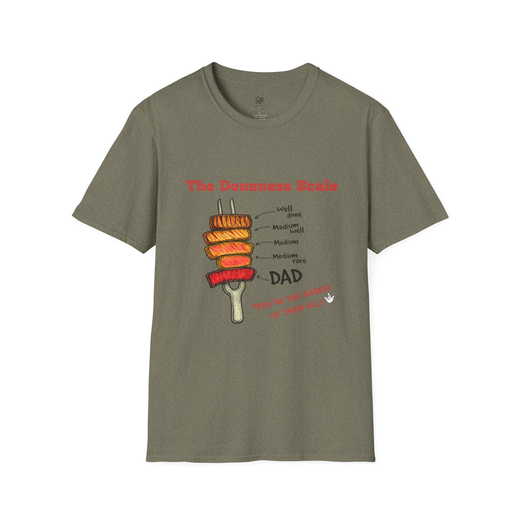 The Doneness Scale Dad Shirt — Funny BBQ Grill Steak Temperature Gift