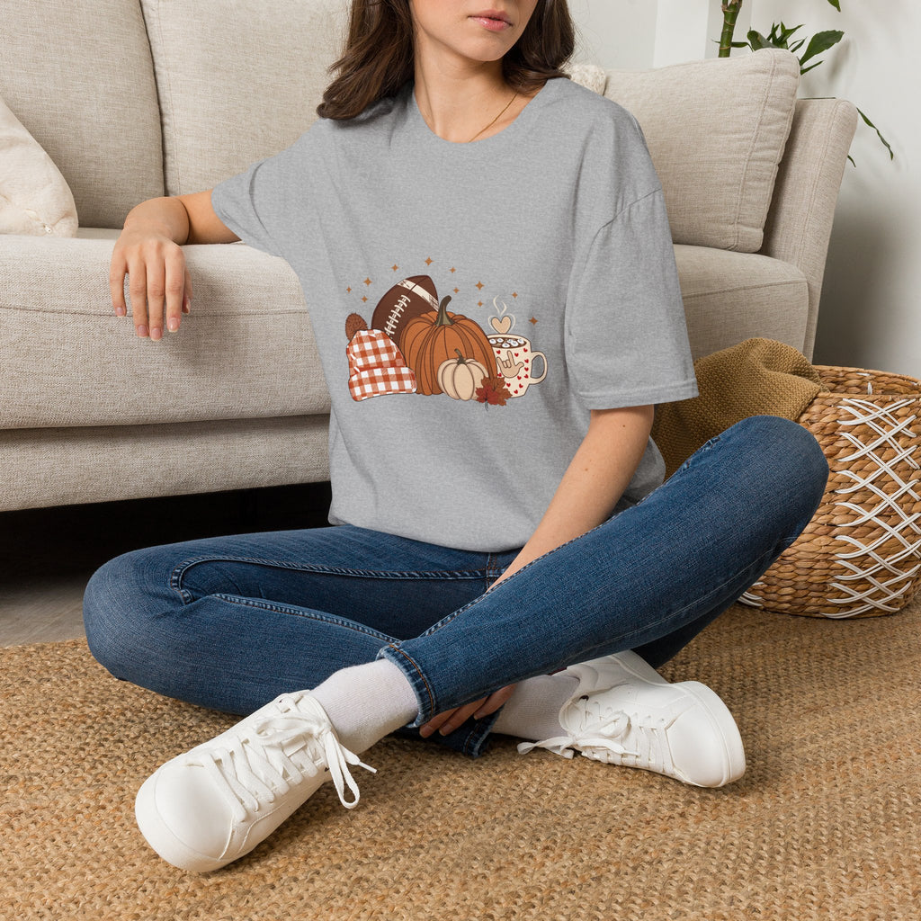 Autumn Football Pumpkins with I Love You American Sign Language, ASL - T-Shirt