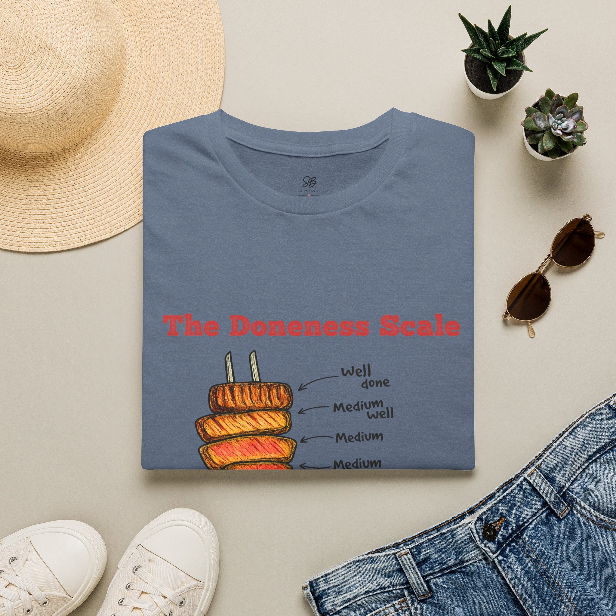 The Doneness Scale Dad Shirt — Funny BBQ Grill Steak Temperature Gift