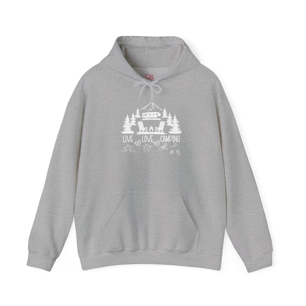 Live, Love, Camping in ASL (white ink) -  Hoodie
