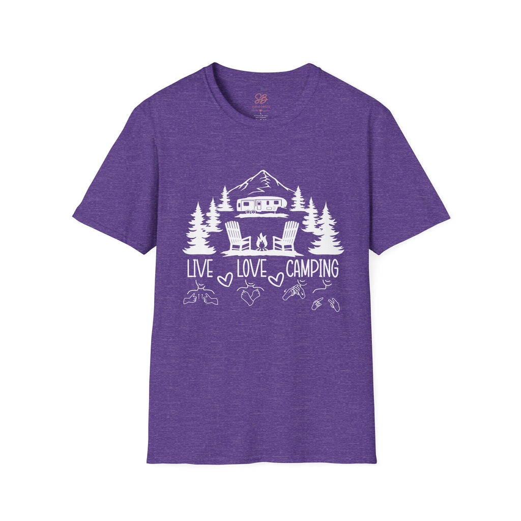 Live, Love, Camping in ASL (white ink) - T-Shirt