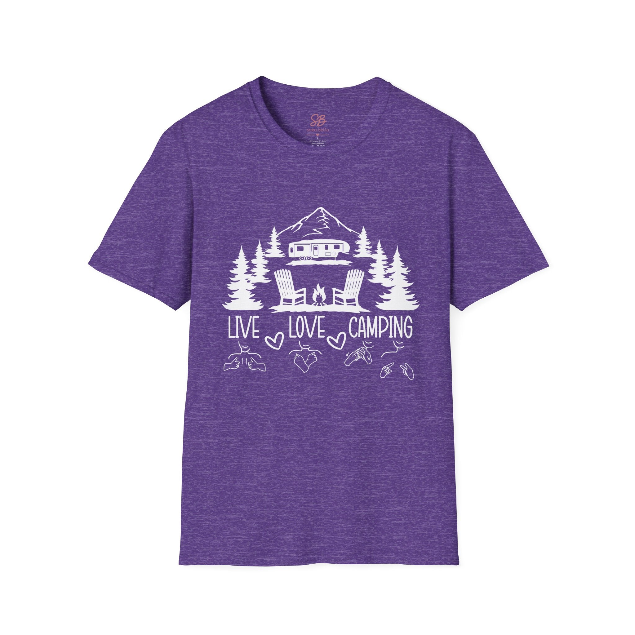 Live, Love, Camping in ASL (white ink) - T-Shirt