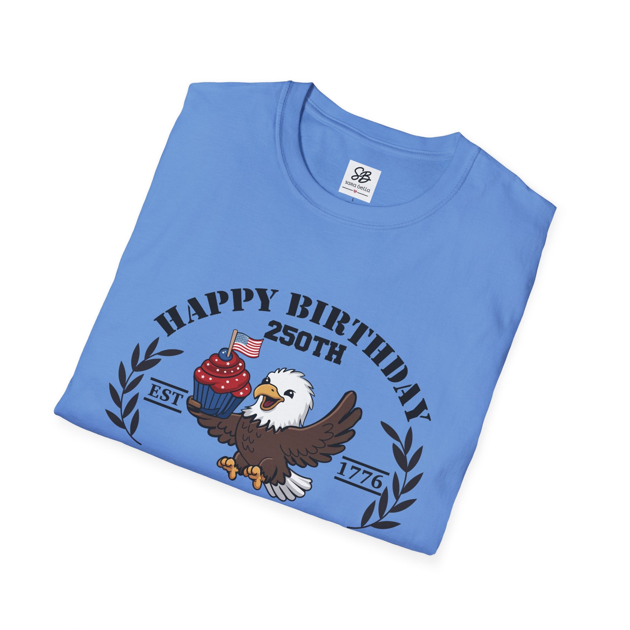 "Happy Birthday 250th America" Baby Eagle with cupcake Patriotic Shirt