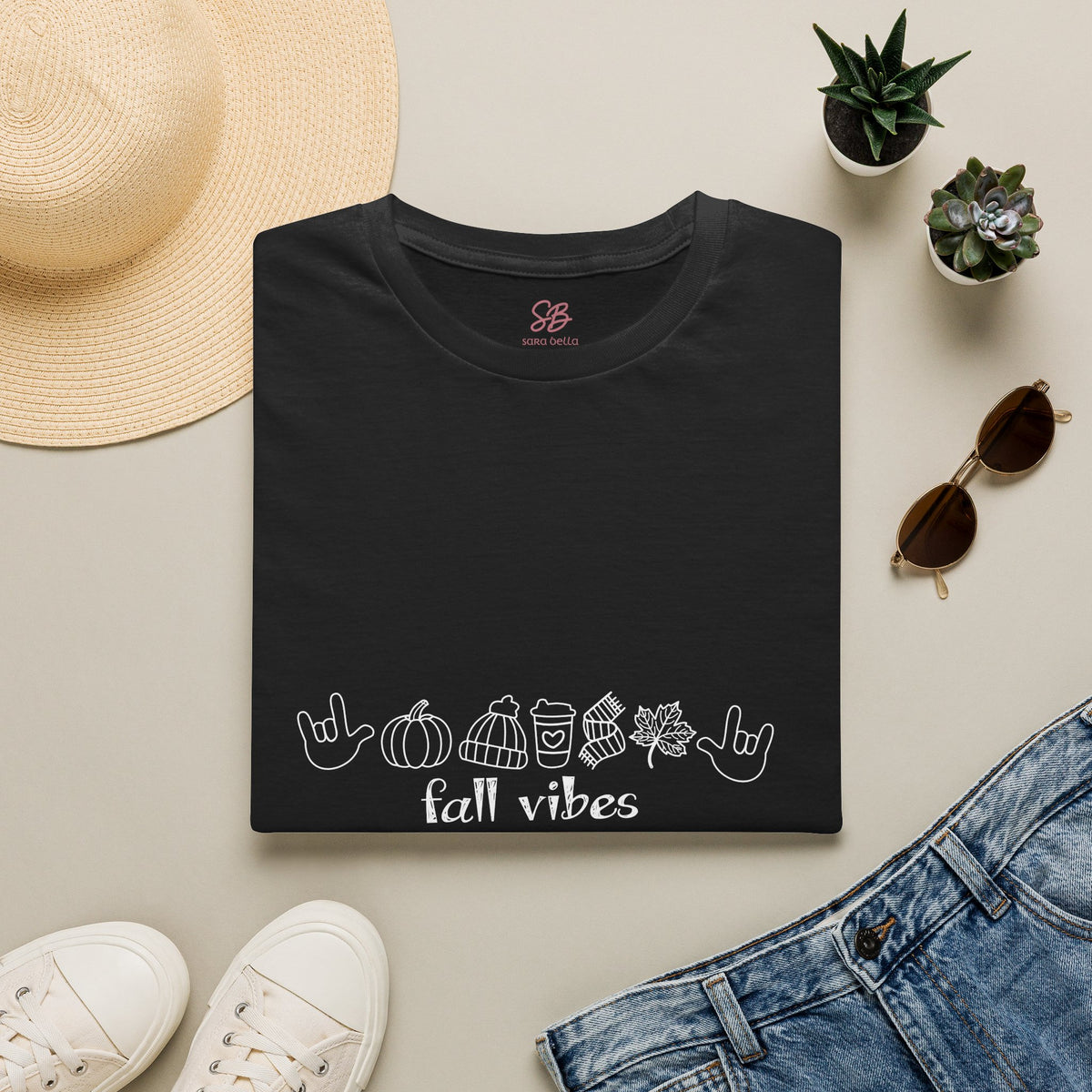 Fall Vibes with I Love you American Sign Language, ASL  - T-Shirt