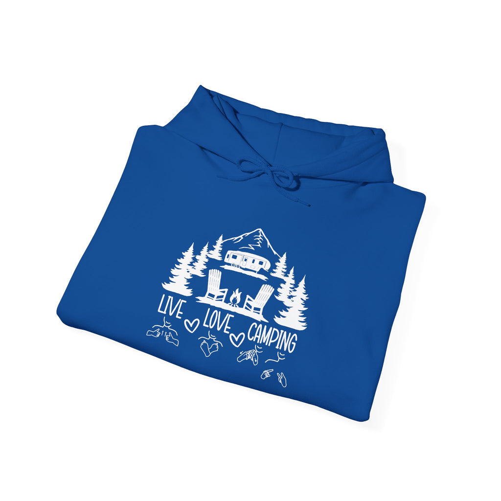 Live, Love, Camping in ASL (white ink) -  Hoodie