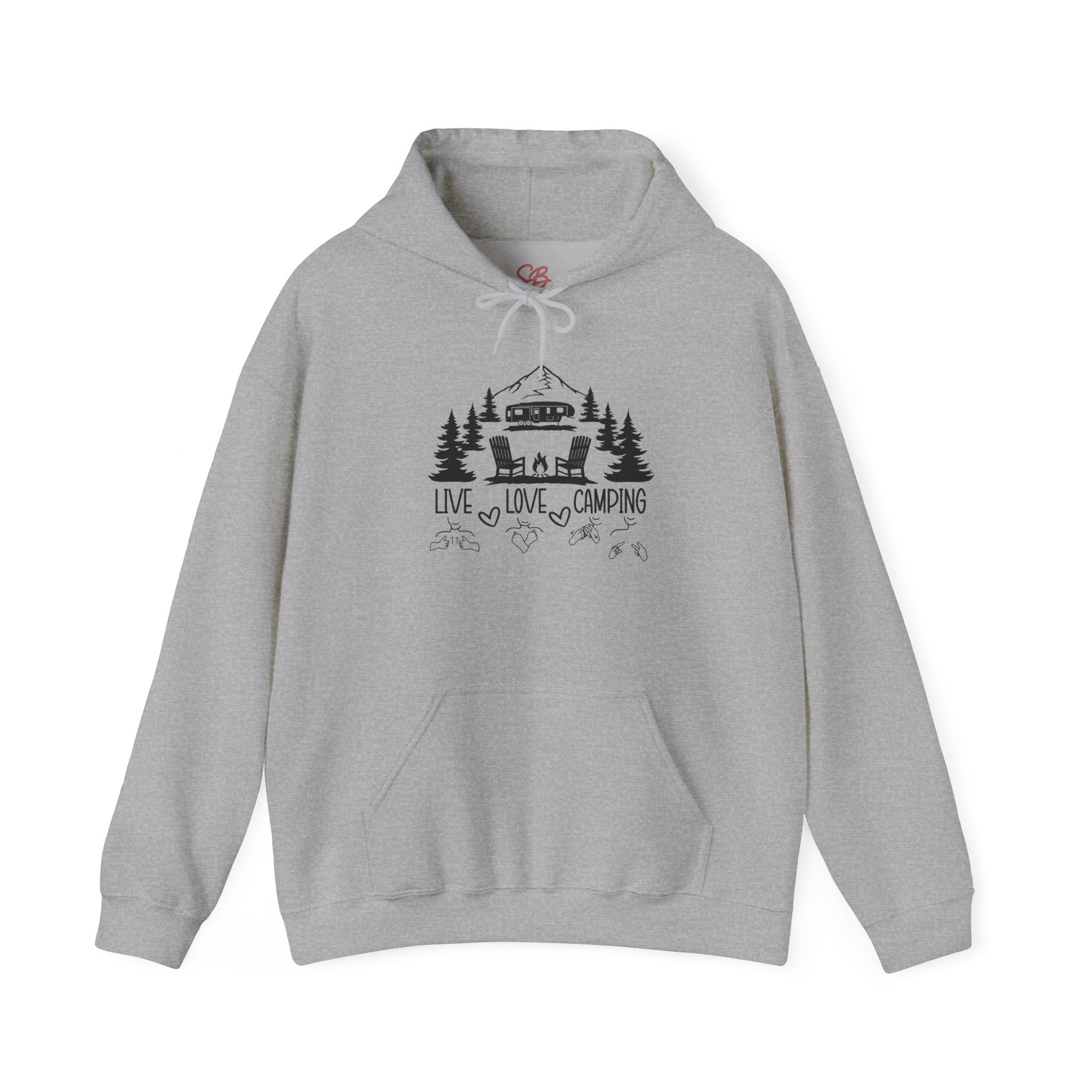 Live Love Camping in ASL (black ink) - Hoodie