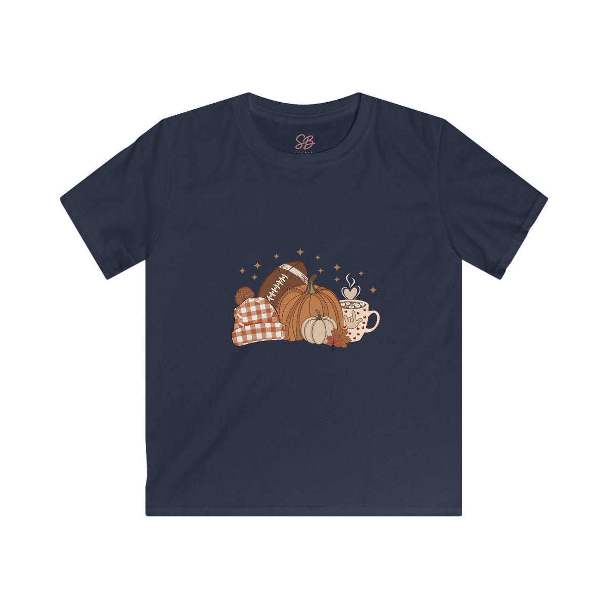 Autumn Football Pumpkin with I Love You American Sign Language, ASL - Kid T-Shirt