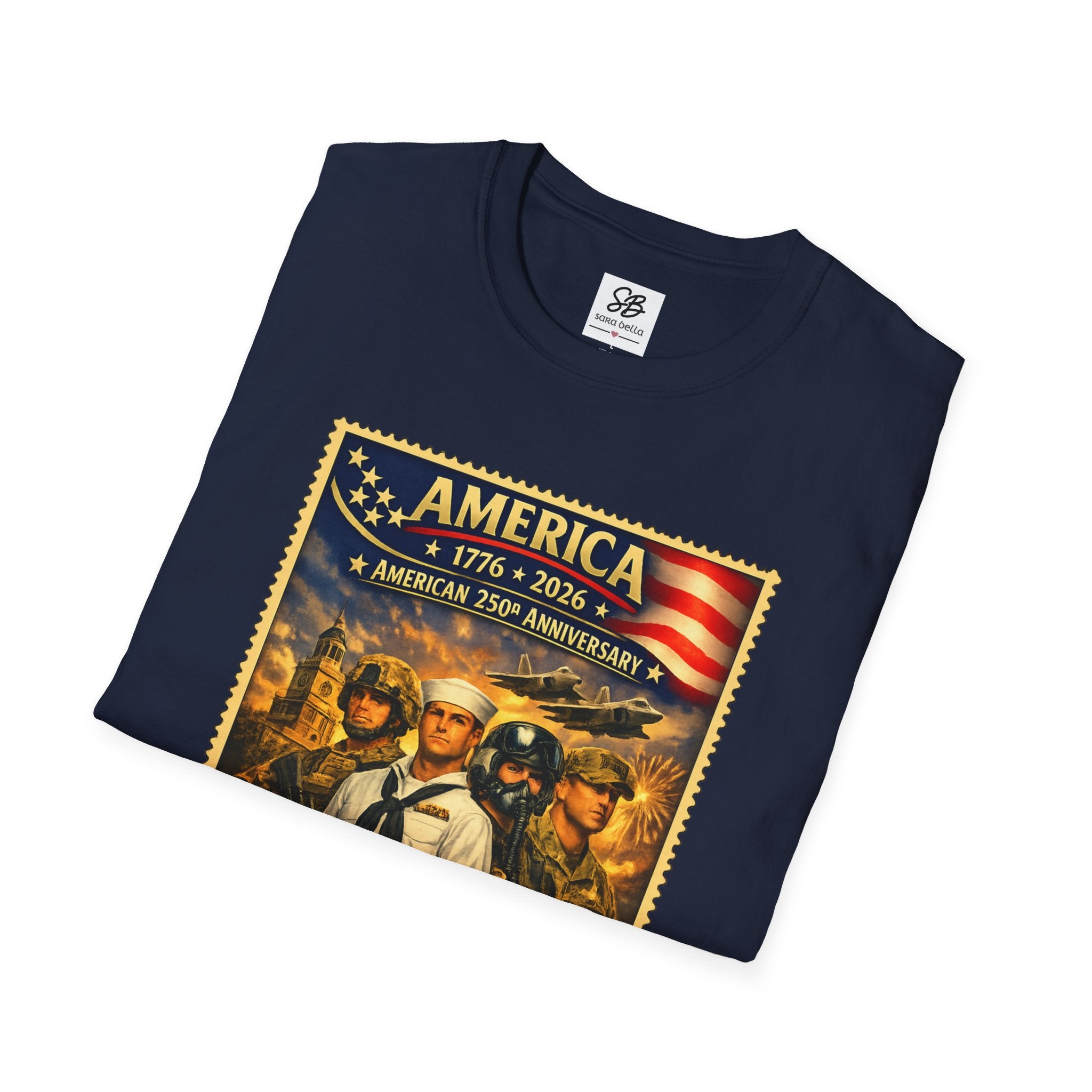 Patriotic America “Honoring Our Armed Forces”  Vintage Stamp T-Shirt