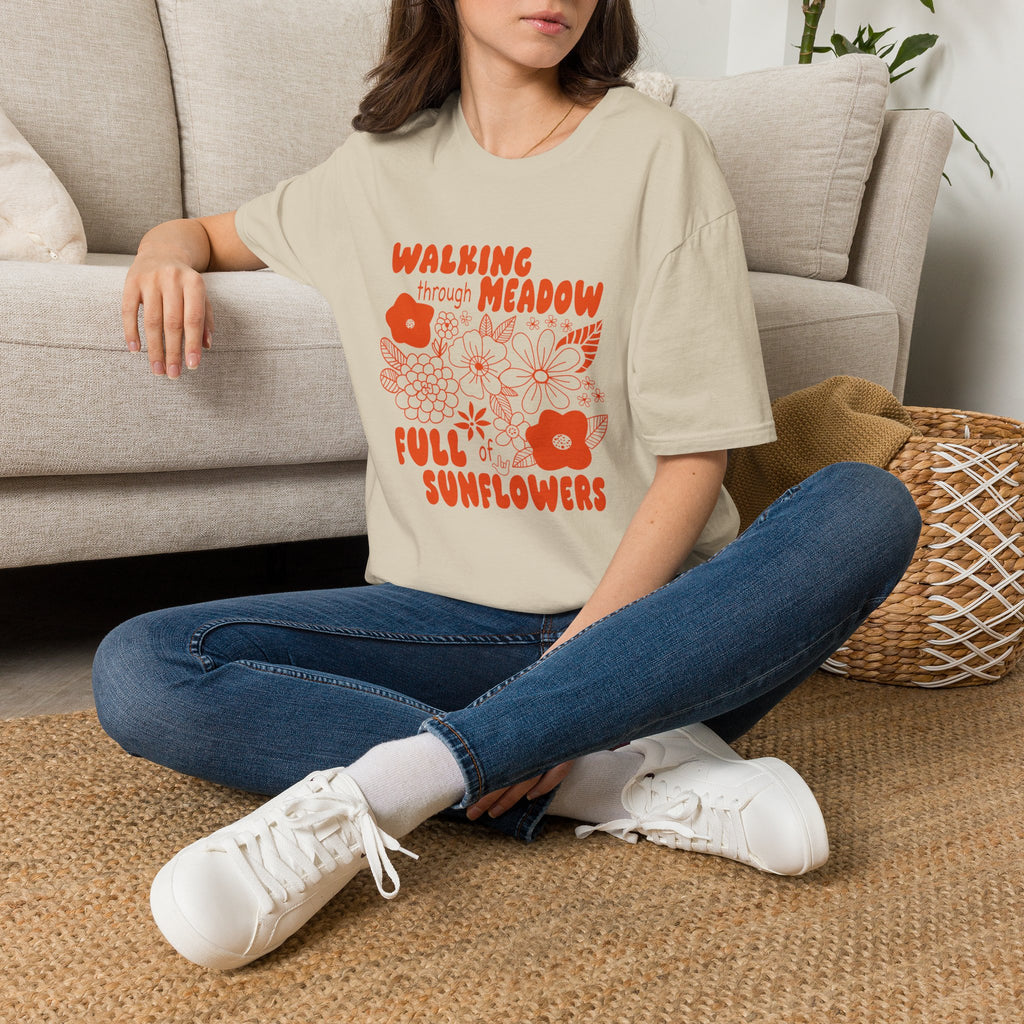 Walking Through Meadow Sunflowers - T-Shirt