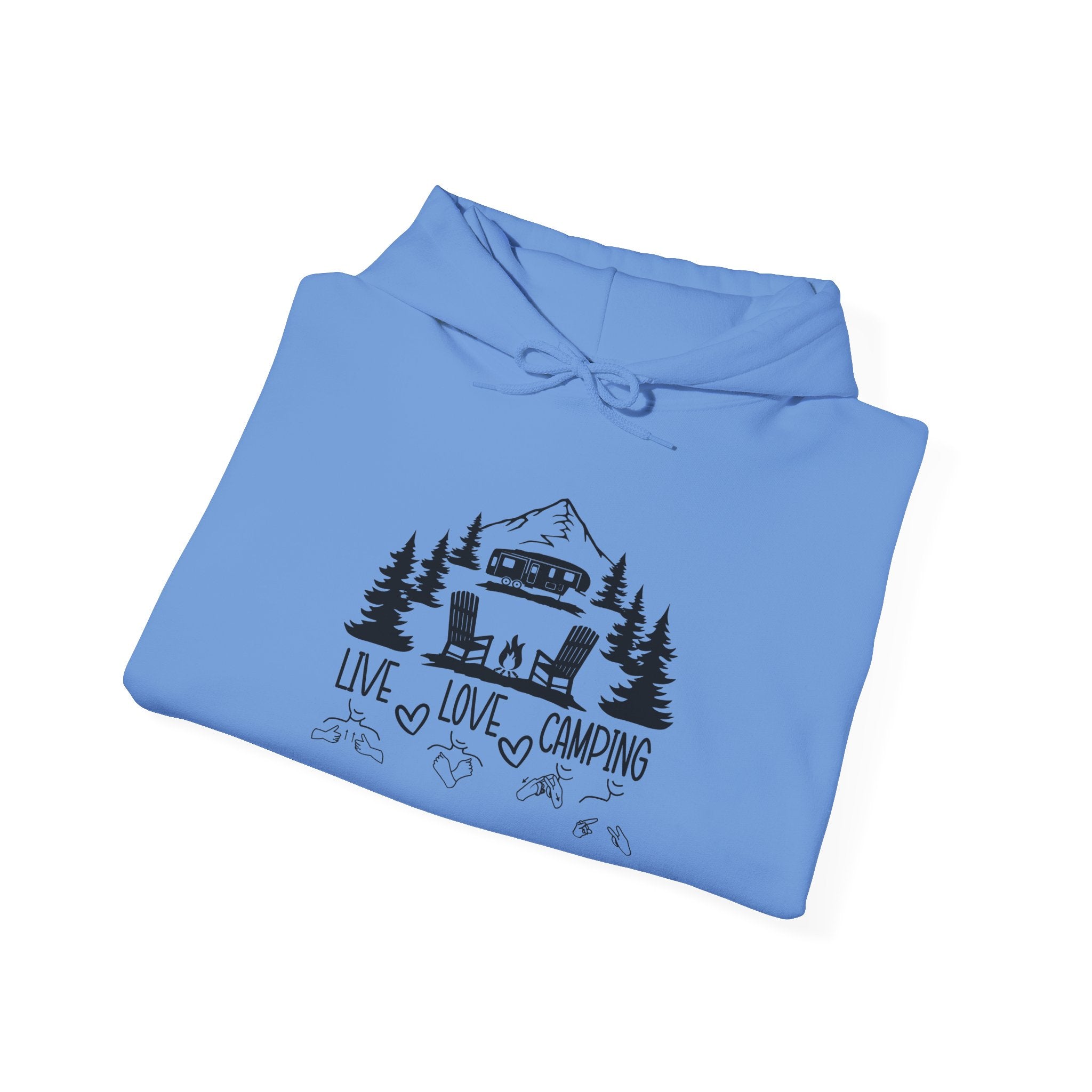 Live Love Camping in ASL (black ink) - Hoodie