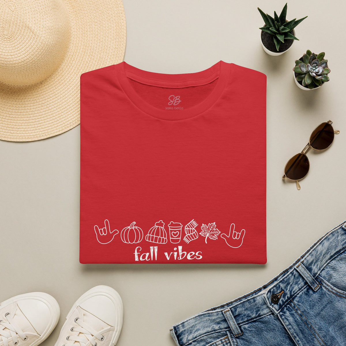 Fall Vibes with I Love you American Sign Language, ASL  - T-Shirt