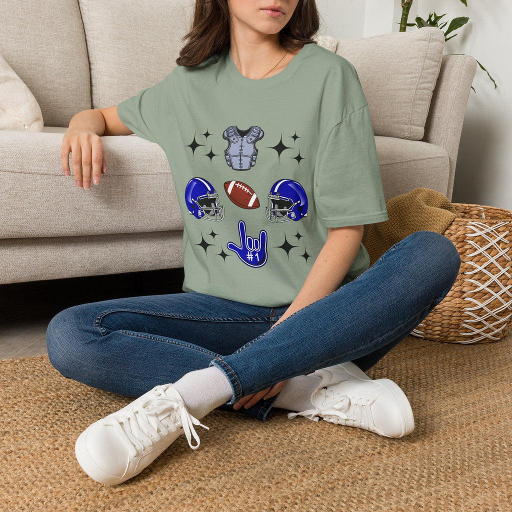 Football Gears Tic-Tac-Toe with I love you ASL American Sign Language -  T-Shirt