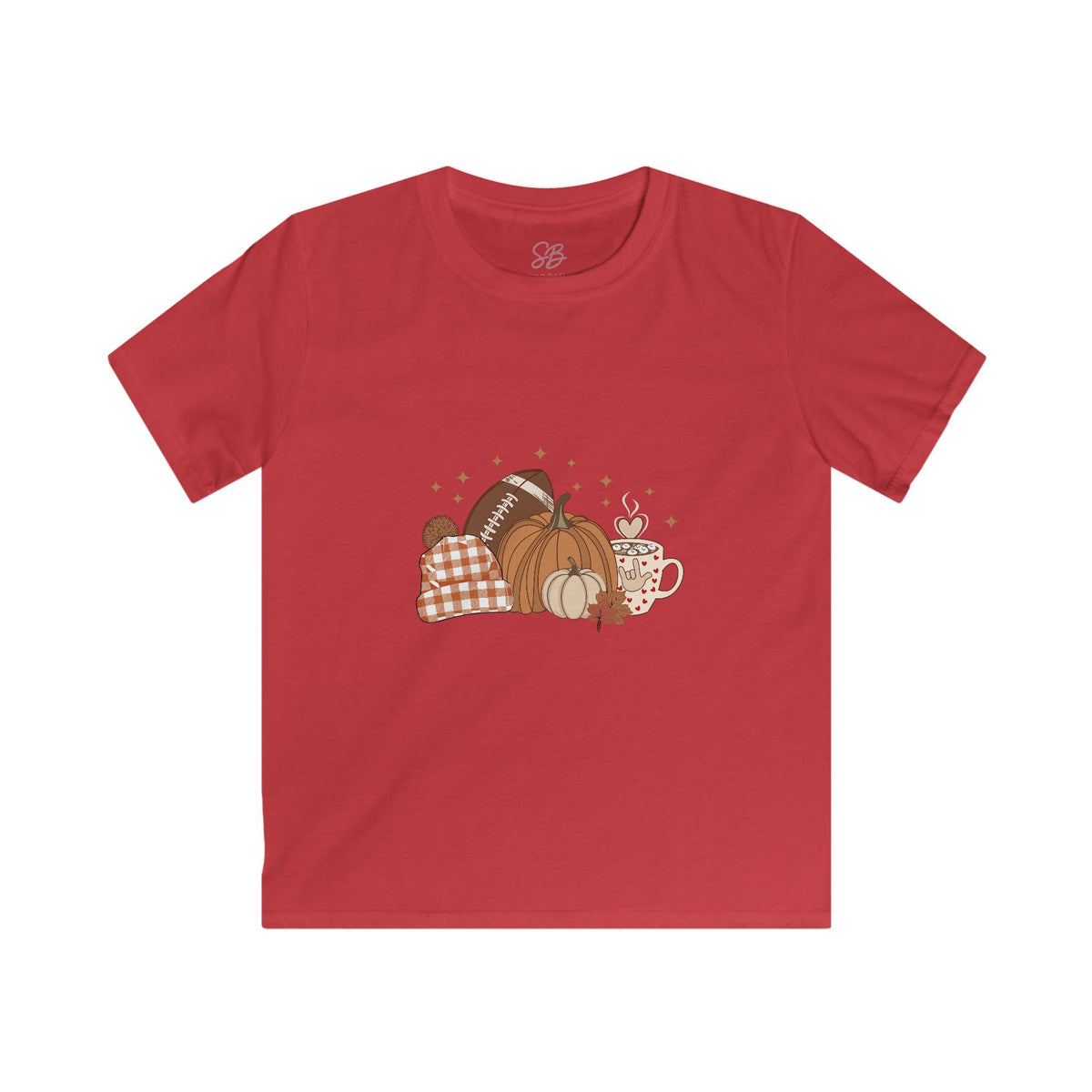 Autumn Football Pumpkin with I Love You American Sign Language, ASL - Kid T-Shirt