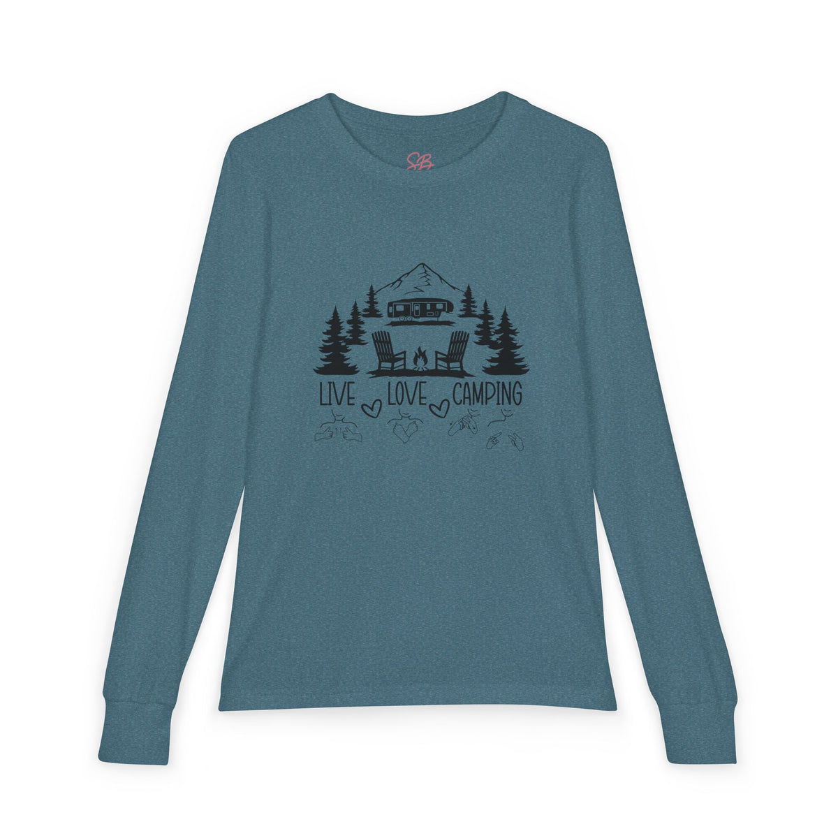 Live, Love, Camping in ASL (black ink) - Kid Long Sleeve Shirt