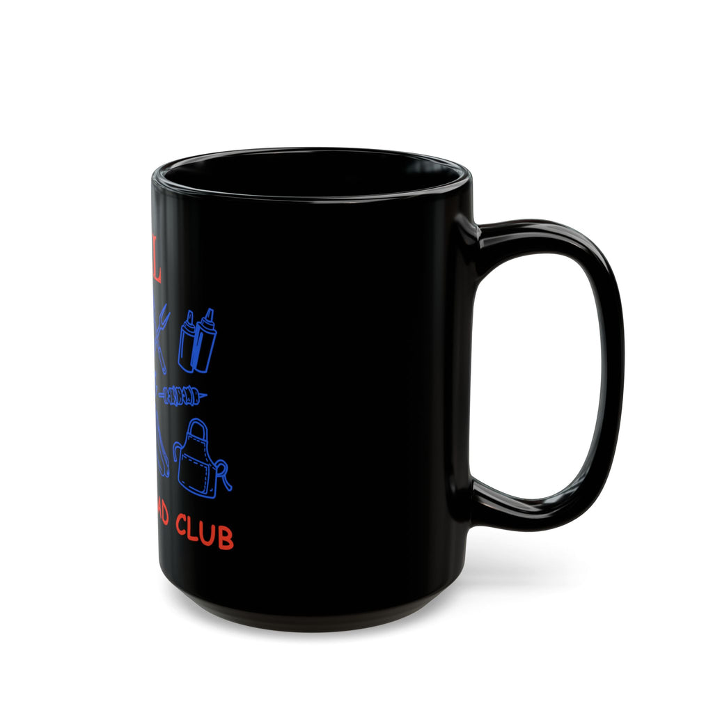Grill Dad Club Black Coffee Mug — 15oz Funny BBQ Grill Master Gift