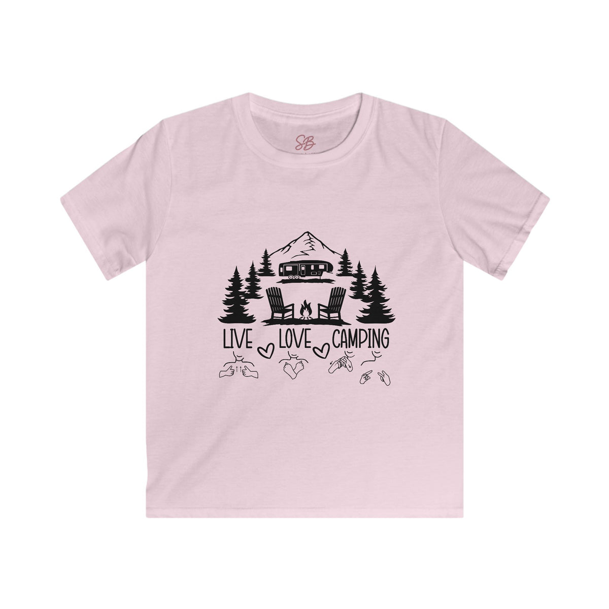 Live Love Camping in ASL (black ink) - Kid Shirt