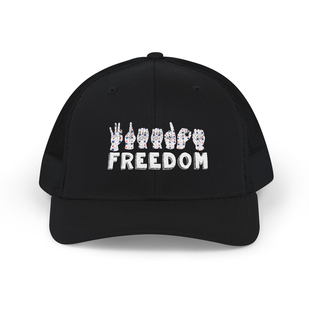 Freedom fingers-spelled ASL (America Sign Language) Embroidery - Trucker Cap Snapback