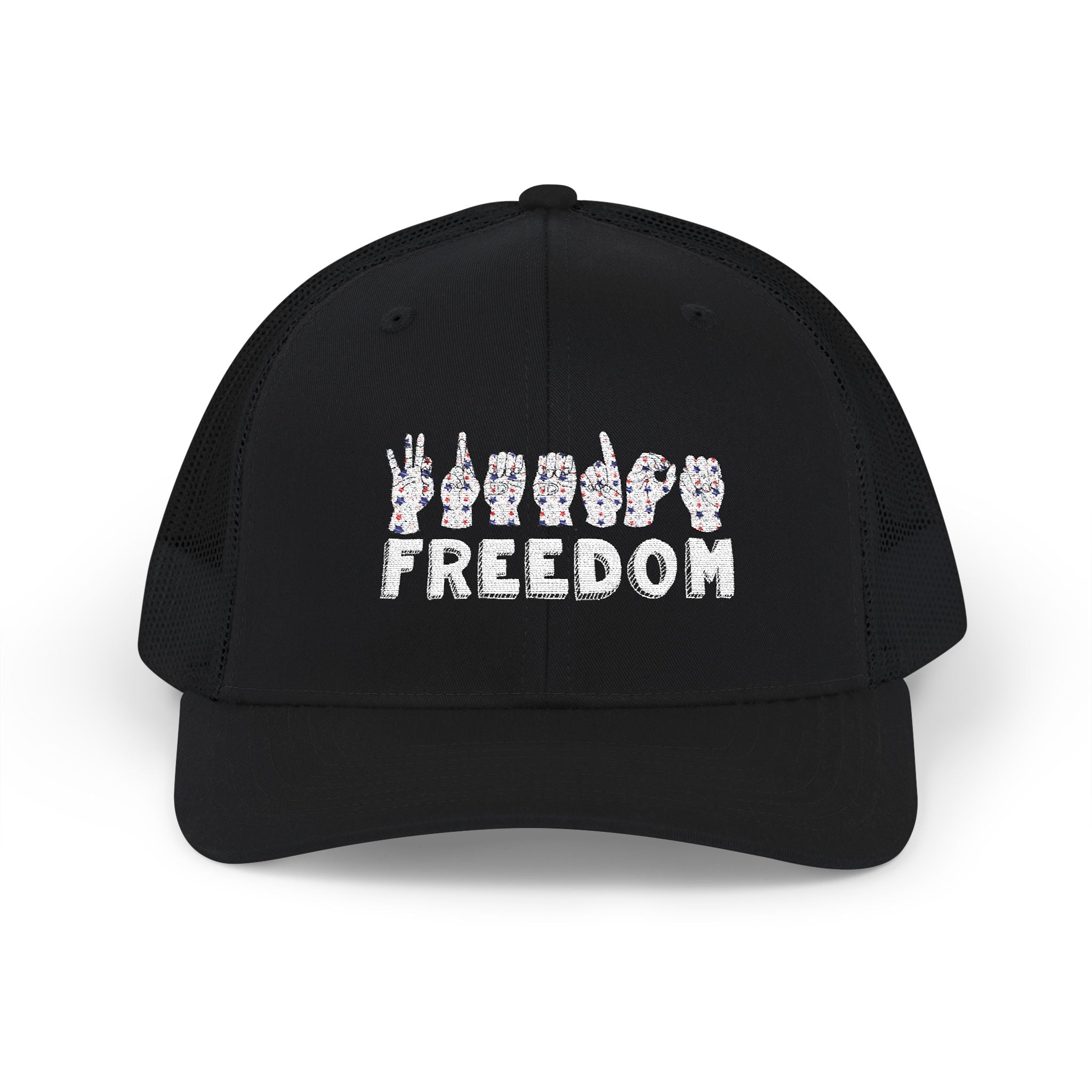 Freedom fingers-spelled ASL (America Sign Language) Embroidery - Trucker Cap Snapback
