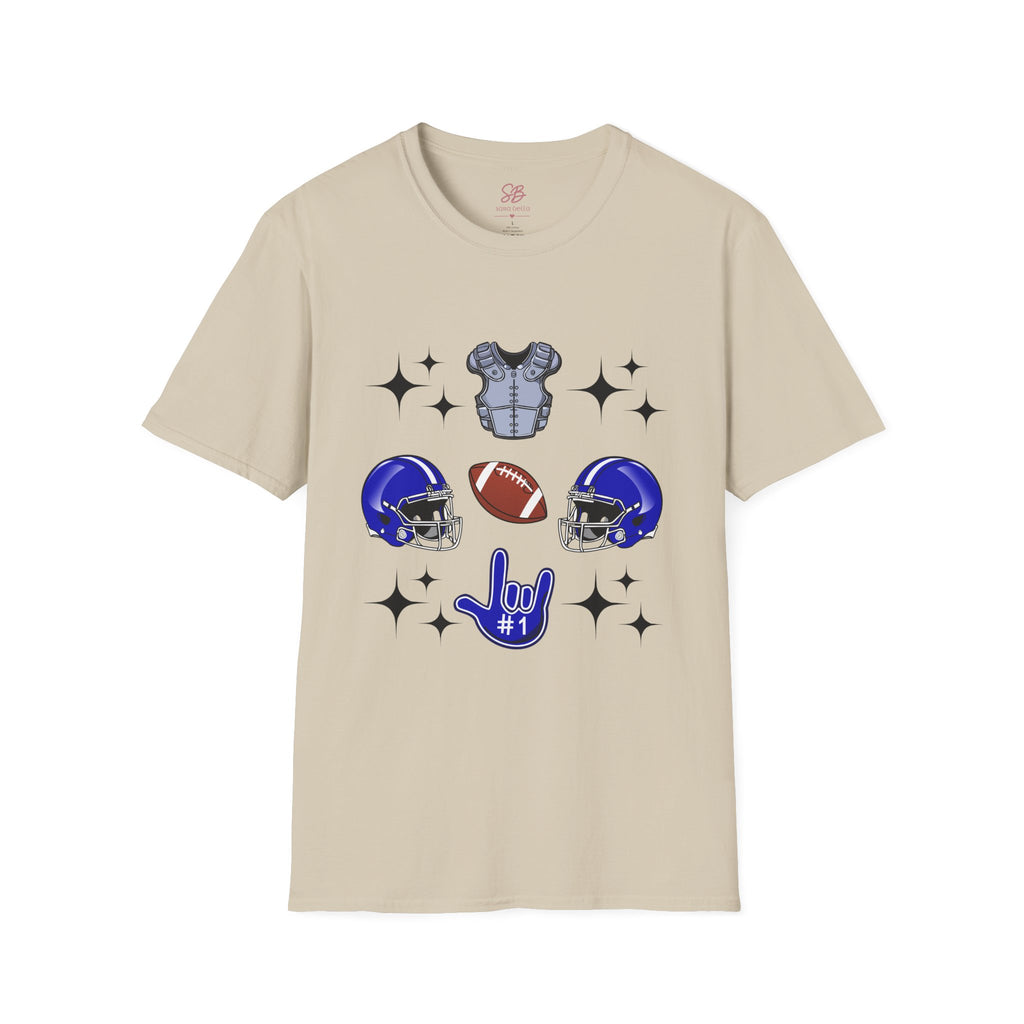 Football Gears Tic-Tac-Toe with I love you ASL American Sign Language -  T-Shirt