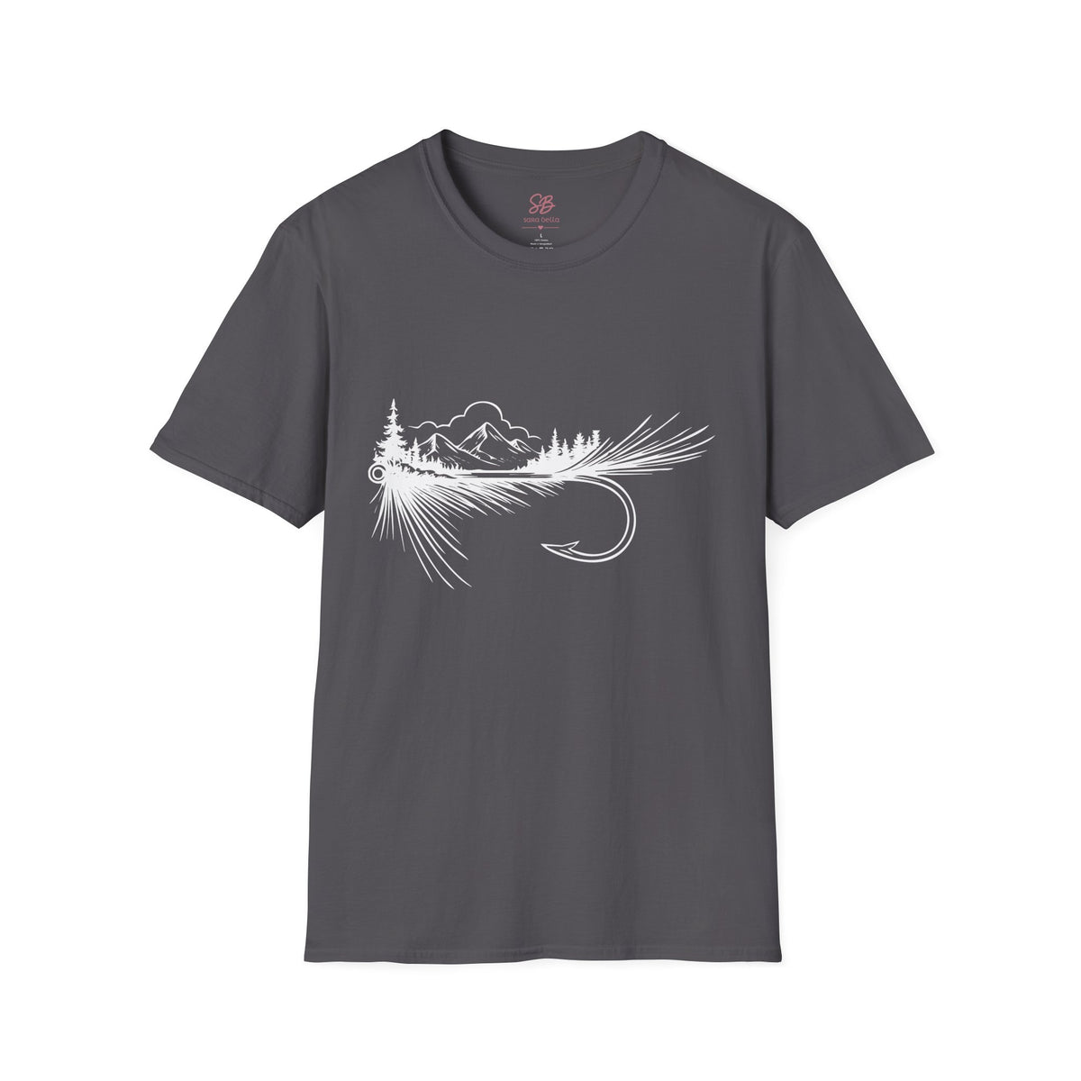 Fly Fishing Hook with Mountain View  T-Shirt