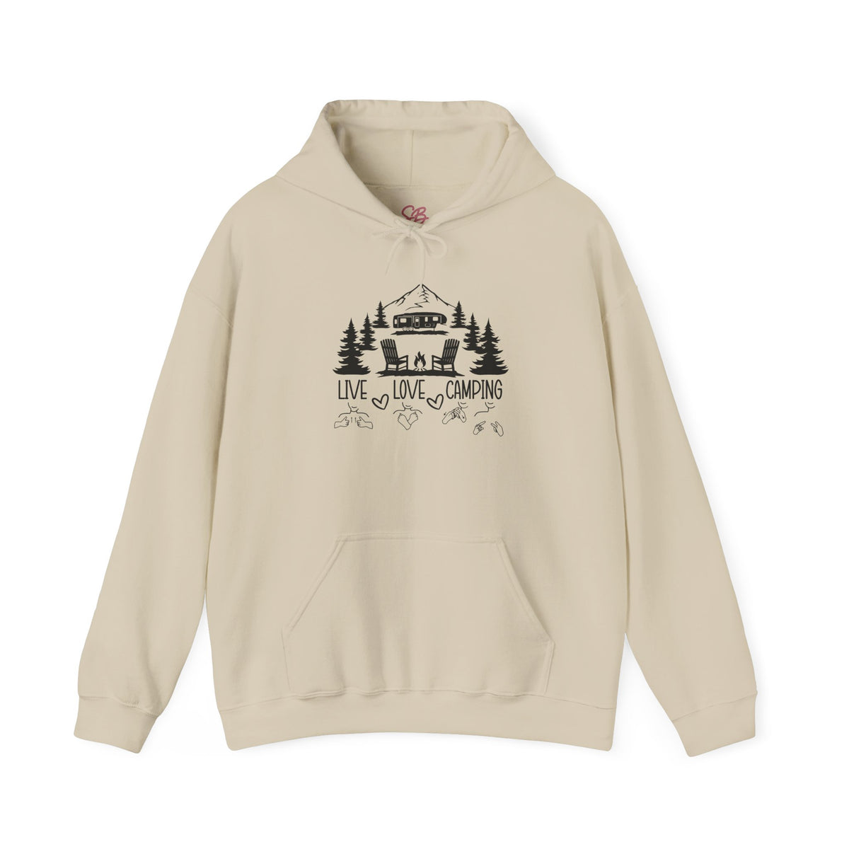 Live Love Camping in ASL (black ink) - Hoodie