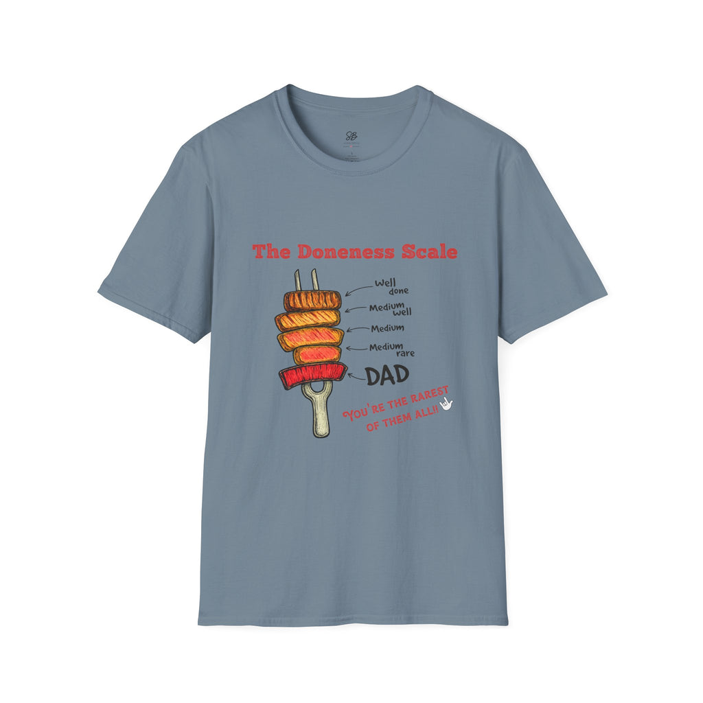 The Doneness Scale Dad Shirt — Funny BBQ Grill Steak Temperature Gift