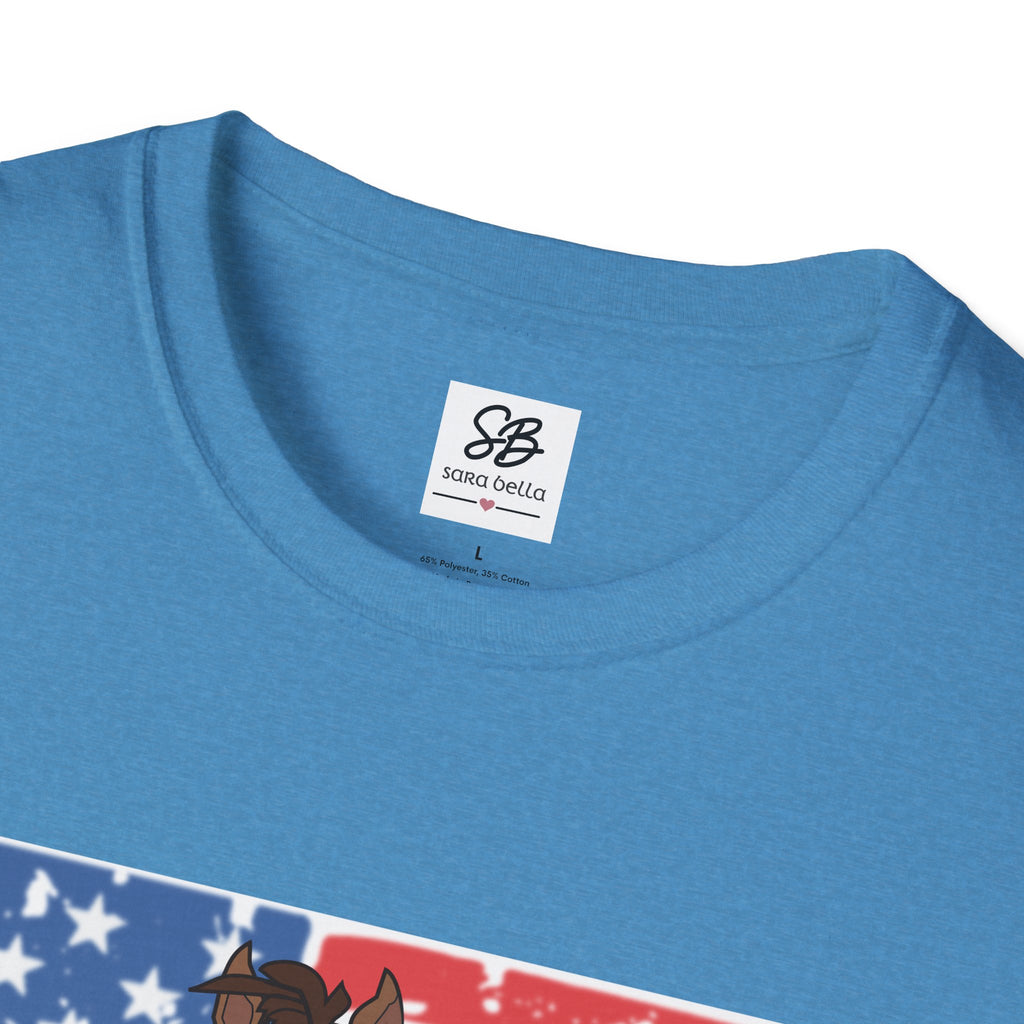 Galloping Horse with American Flag Graphic Shirt