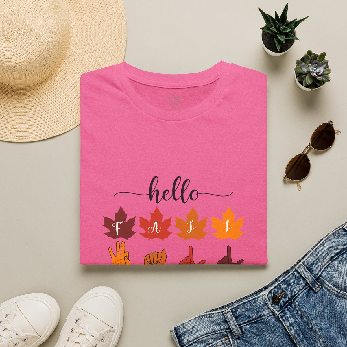 Hello Fall Fingerspelling American Sign Language, ASL -  T-Shirt
