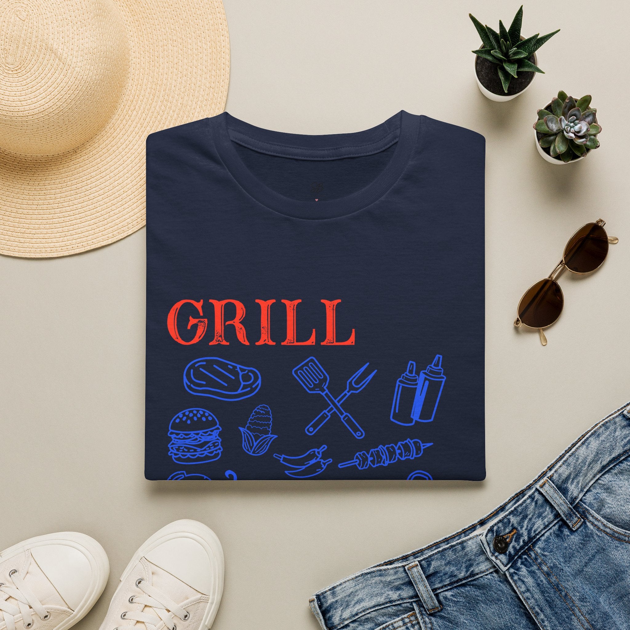 Grill Dad Club T-Shirt — Barbecue Tools & Grill Icons Tee