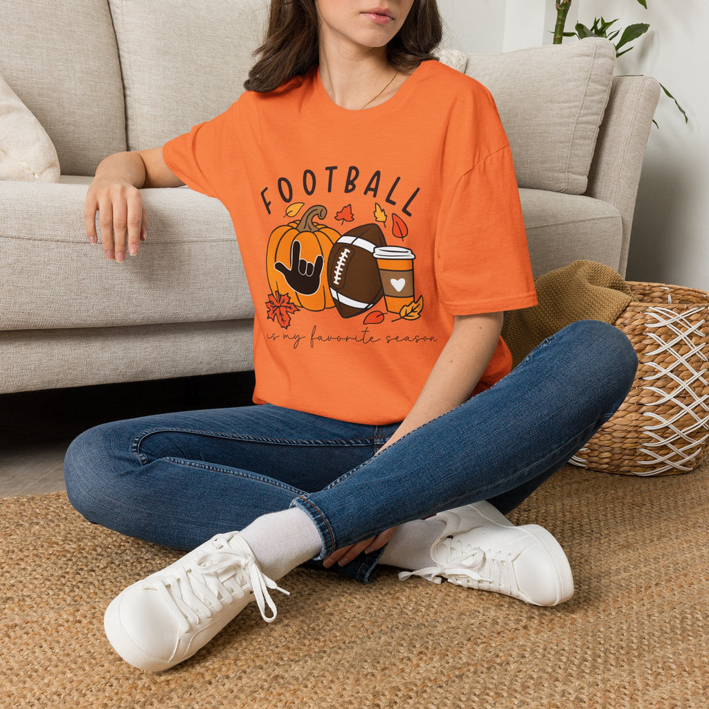 Football Is My Favorite Season  with I love you American Sign Language, ASL- T-Shirt