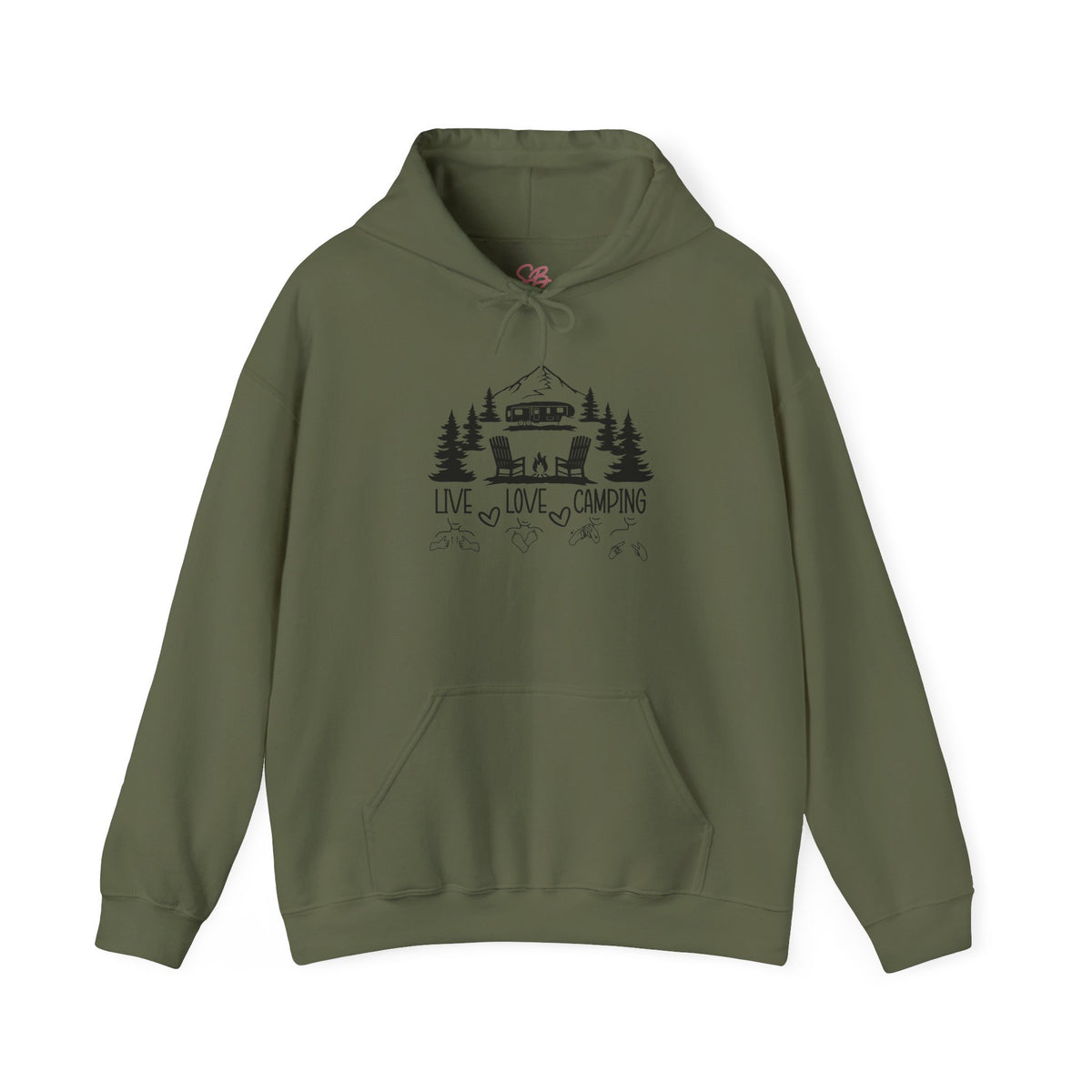 Live Love Camping in ASL (black ink) - Hoodie