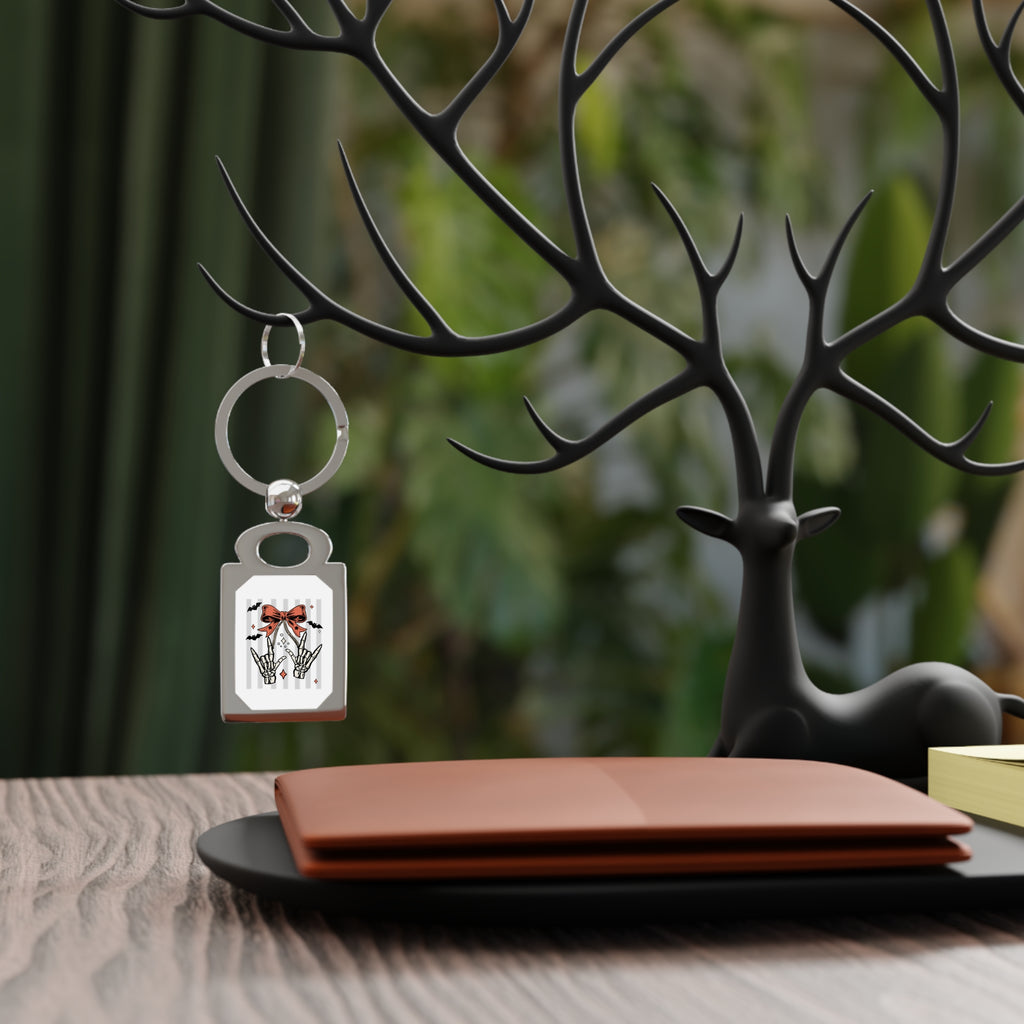 Spooky Skeleton Hands " I lLove You" ASL - Rectangle Photo Keychain