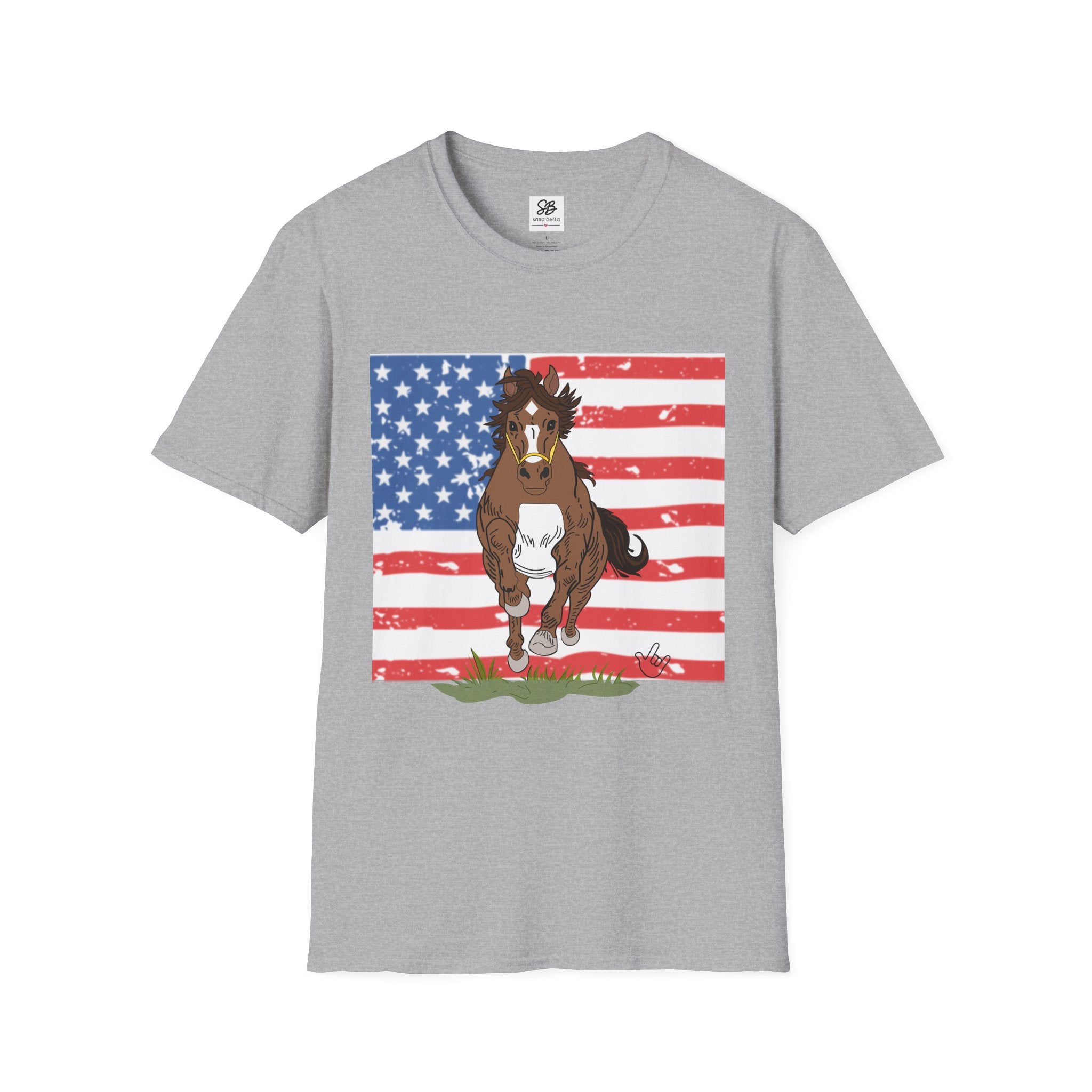 Galloping Horse with American Flag Graphic Shirt