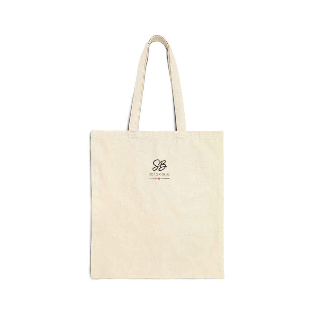 Aunt Heart Floral Tote Bag with blue design – Cotton Canvas tote bag