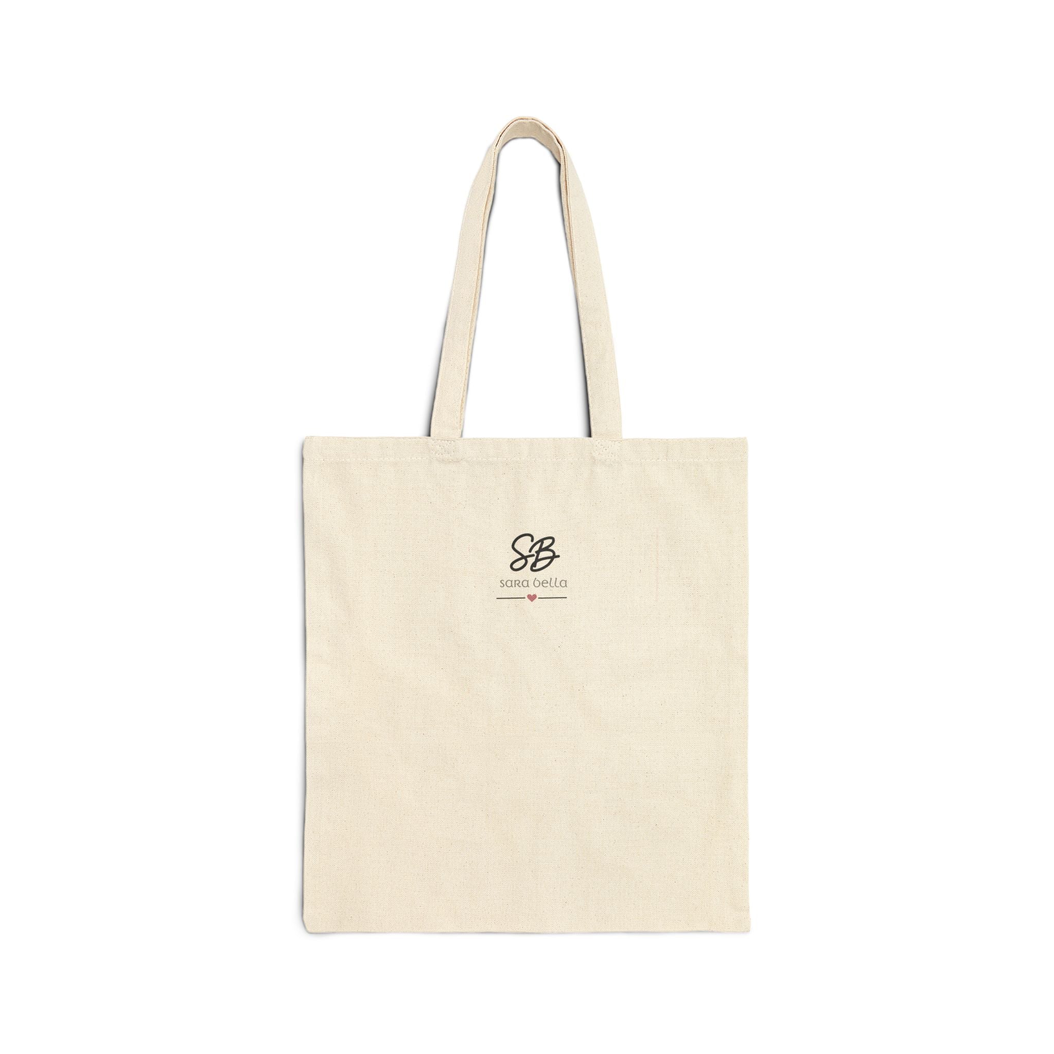 Aunt Heart Floral Tote Bag with blue design – Cotton Canvas tote bag