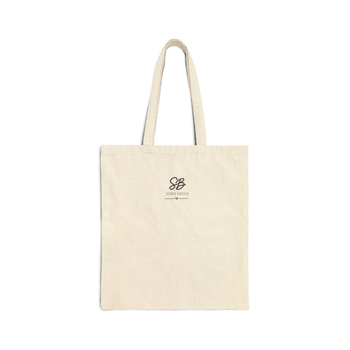 Aunt Heart Floral Tote Bag with blue design – Cotton Canvas tote bag