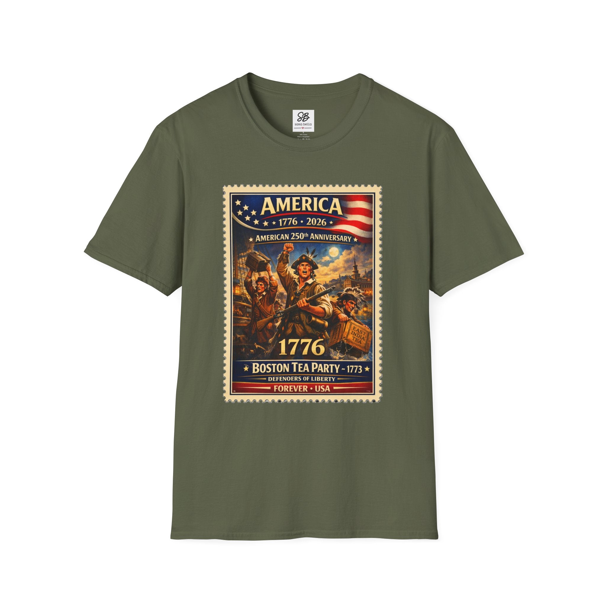 Boston Tea Party Vintage Stamp T-Shirt