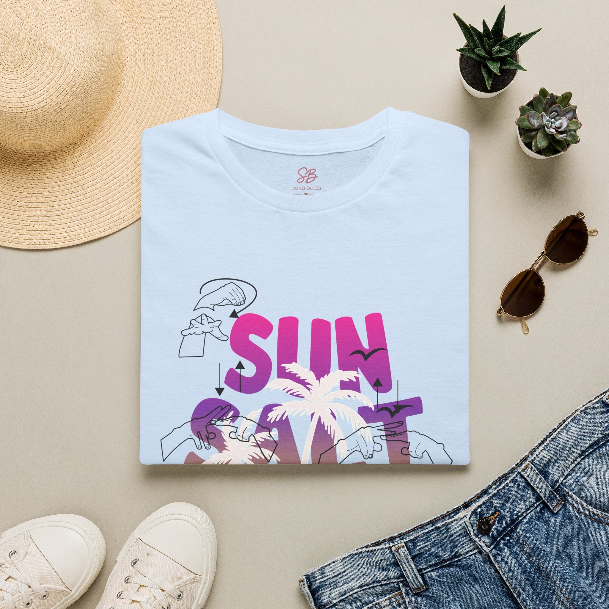 Sun, Salt & Sand in  American Sign Language - T-Shirt