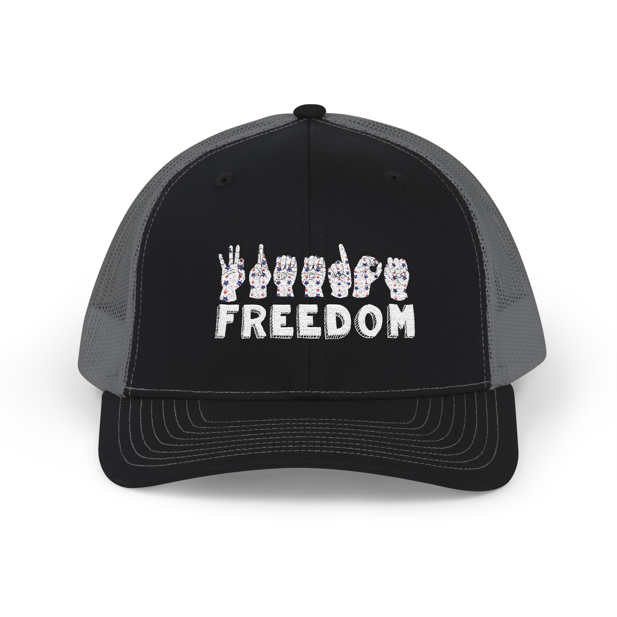Freedom fingers-spelled ASL (America Sign Language) Embroidery - Trucker Cap Snapback