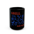 Grill Dad Club Black Coffee Mug — 15oz Funny BBQ Grill Master Gift