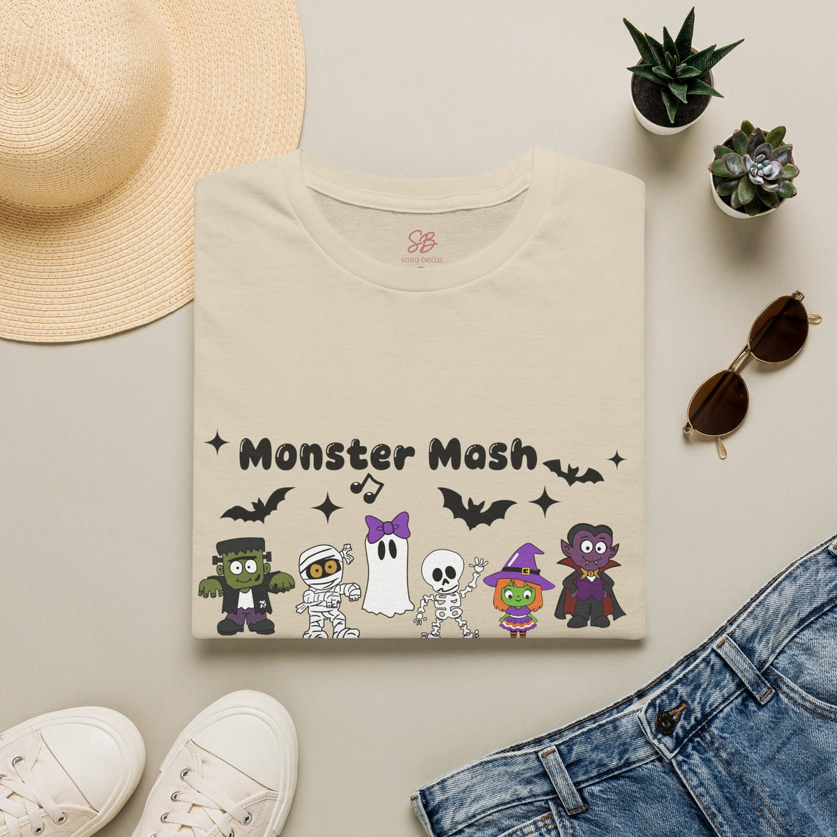Monster Mash Dance of Halloween Characters Crews -  T-Shirt