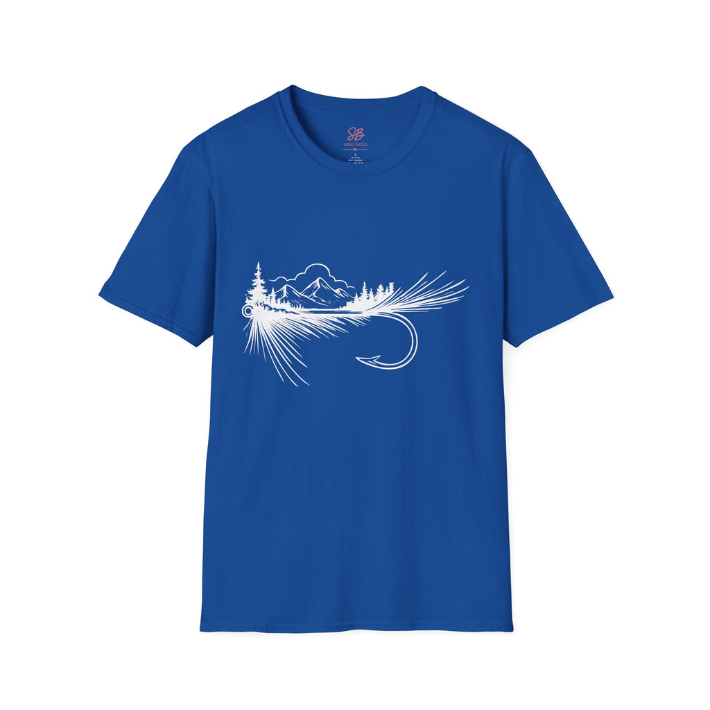 Fly Fishing Hook with Mountain View  T-Shirt