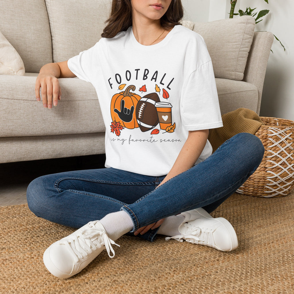 Football Is My Favorite Season  with I love you American Sign Language, ASL- T-Shirt