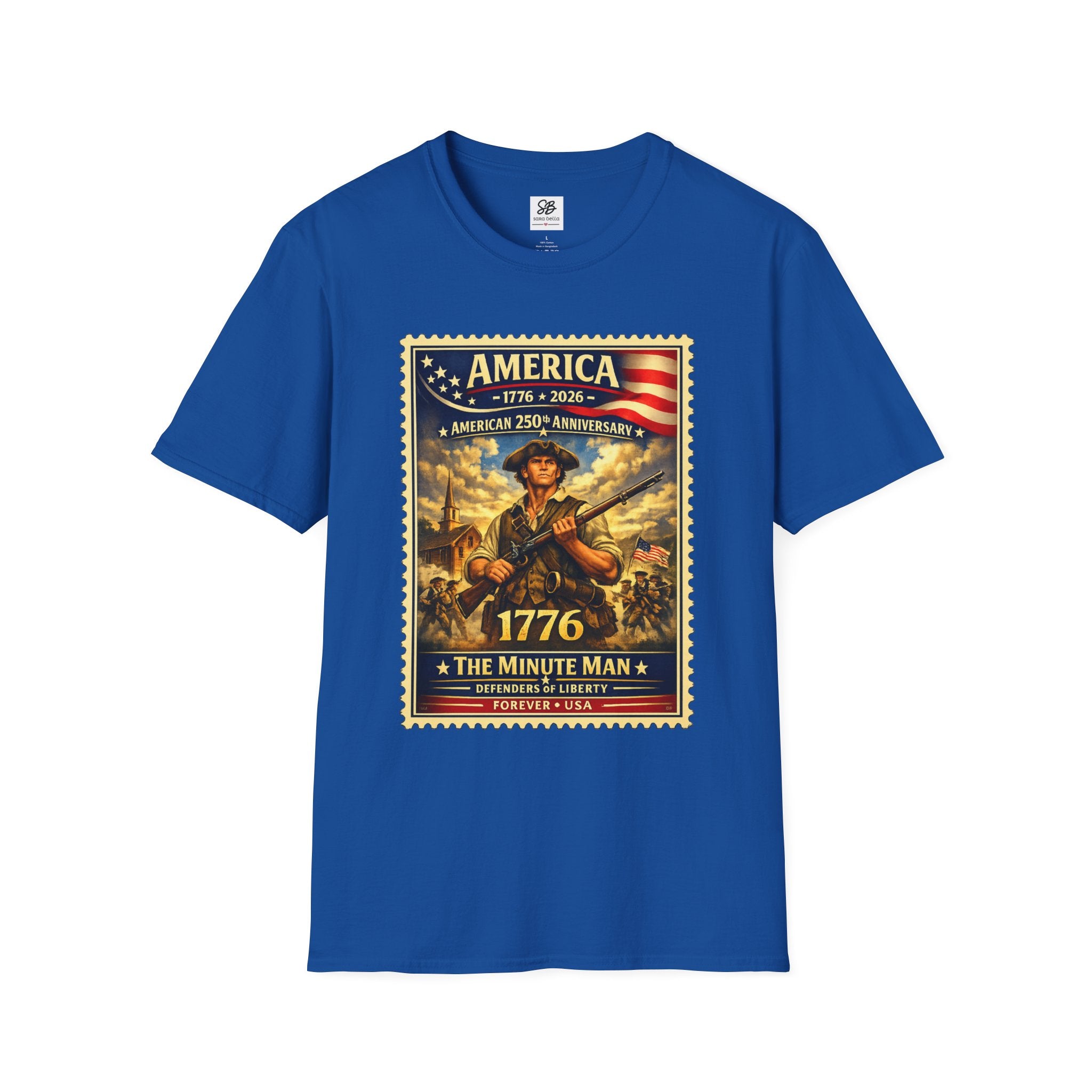 Patriotic Minute Man Vintage Stamp T-Shirt