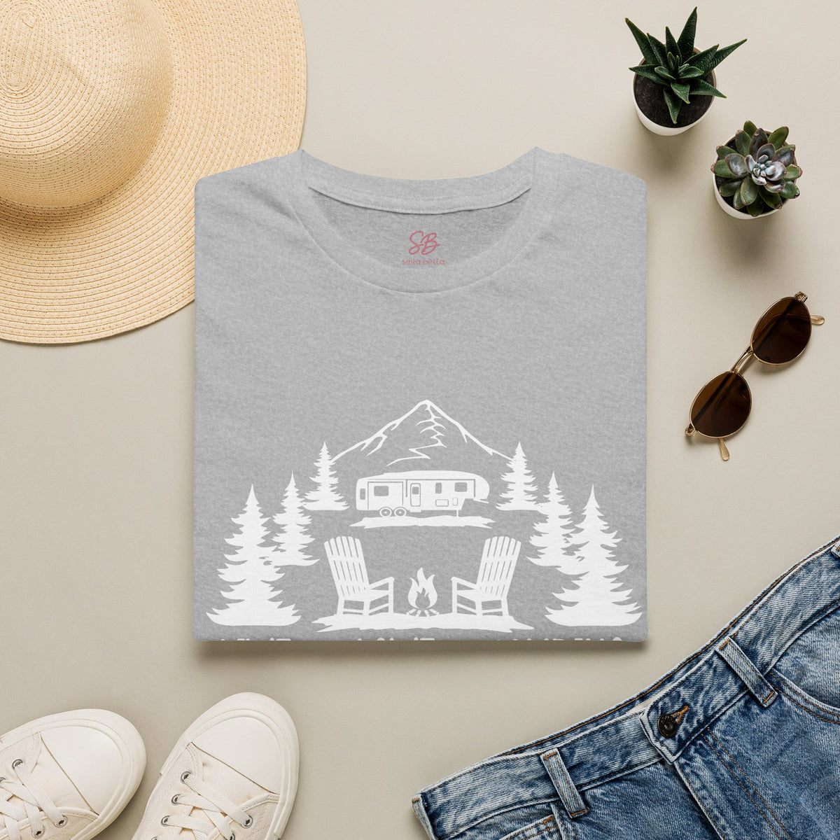Live, Love, Camping in ASL (white ink) - T-Shirt