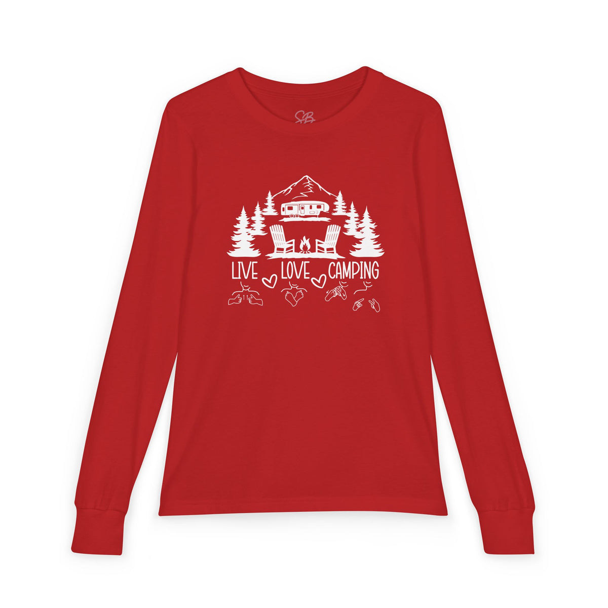 Live Love Camping in ASL ( white ink) - Kids Long Sleeve Shirt