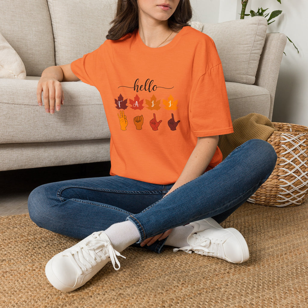 Hello Fall Fingerspelling American Sign Language, ASL -  T-Shirt