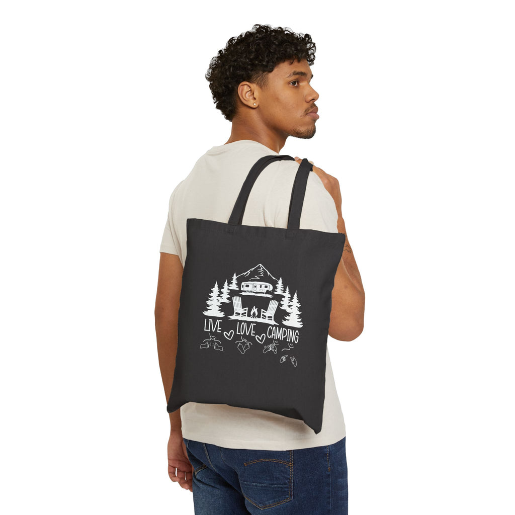 Live Love Camping in ASL (white ink) - Tote Bag