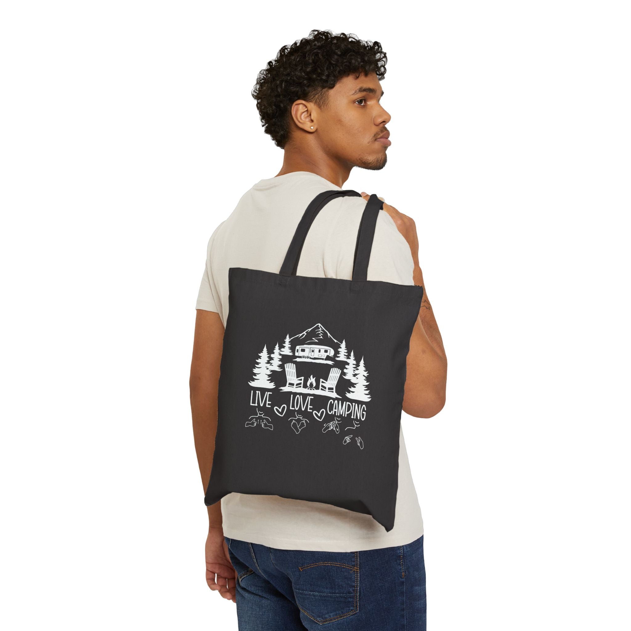 Live Love Camping in ASL (white ink) - Tote Bag