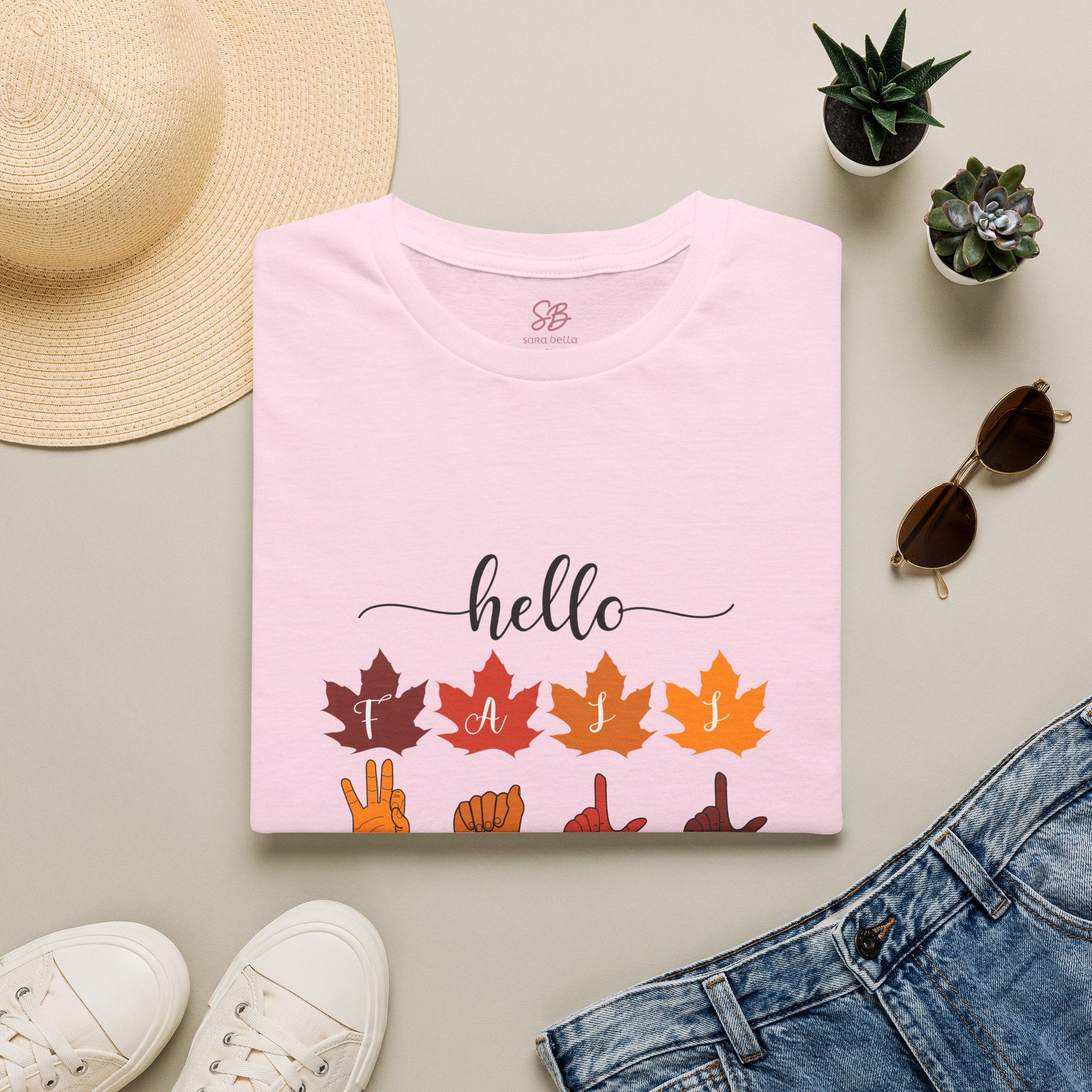 Hello Fall Fingerspelling American Sign Language, ASL -  T-Shirt